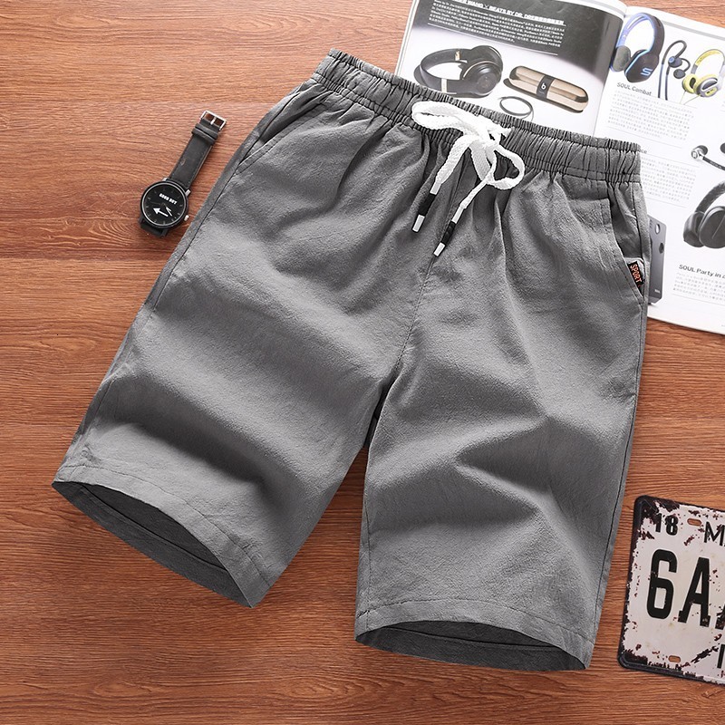 Men's Shorts linen summer casual men's shorts Bermuda breathable beach board shorts Men's sports pants 230408