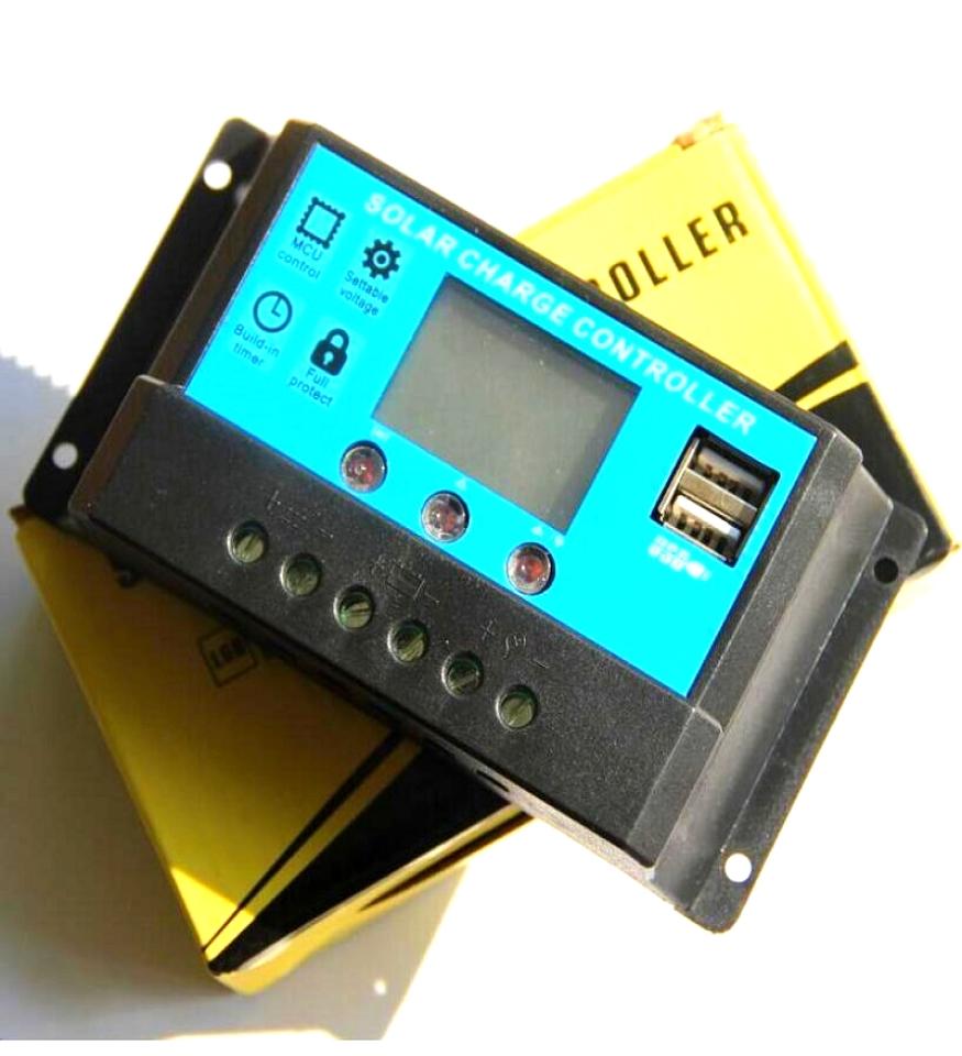 New 10A LCD Solar Controller dual USB output 5V Mobile Charger 1224V Solar Panel battery Charge Regulator 10 Amps