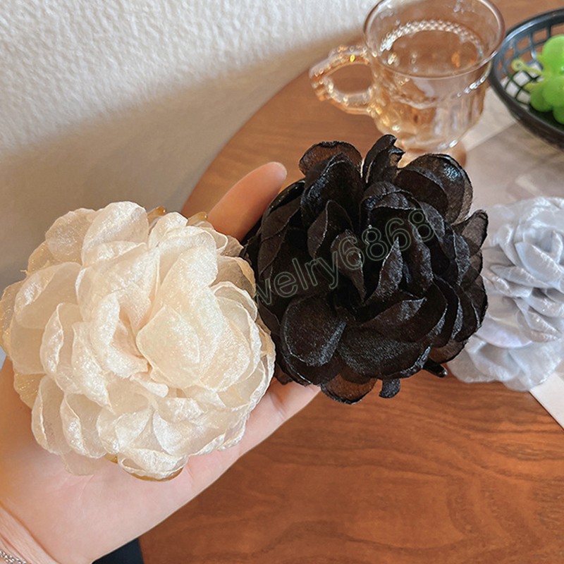 Hair Claw Clip Grab Clip Hairpin Big Flower Ponytail Clip Flower Shaped Clip Women Hair Accessories Handmade DIY