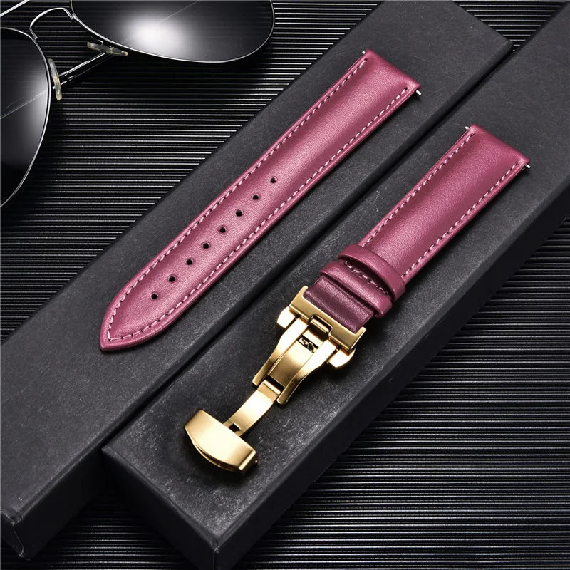 Watch Bands Leather Strap Watchbands 18mm 20mm 22mm 24mm Watch Strap with Automatic Butterfly Clasp Buckle Bracelets Correas 231108
