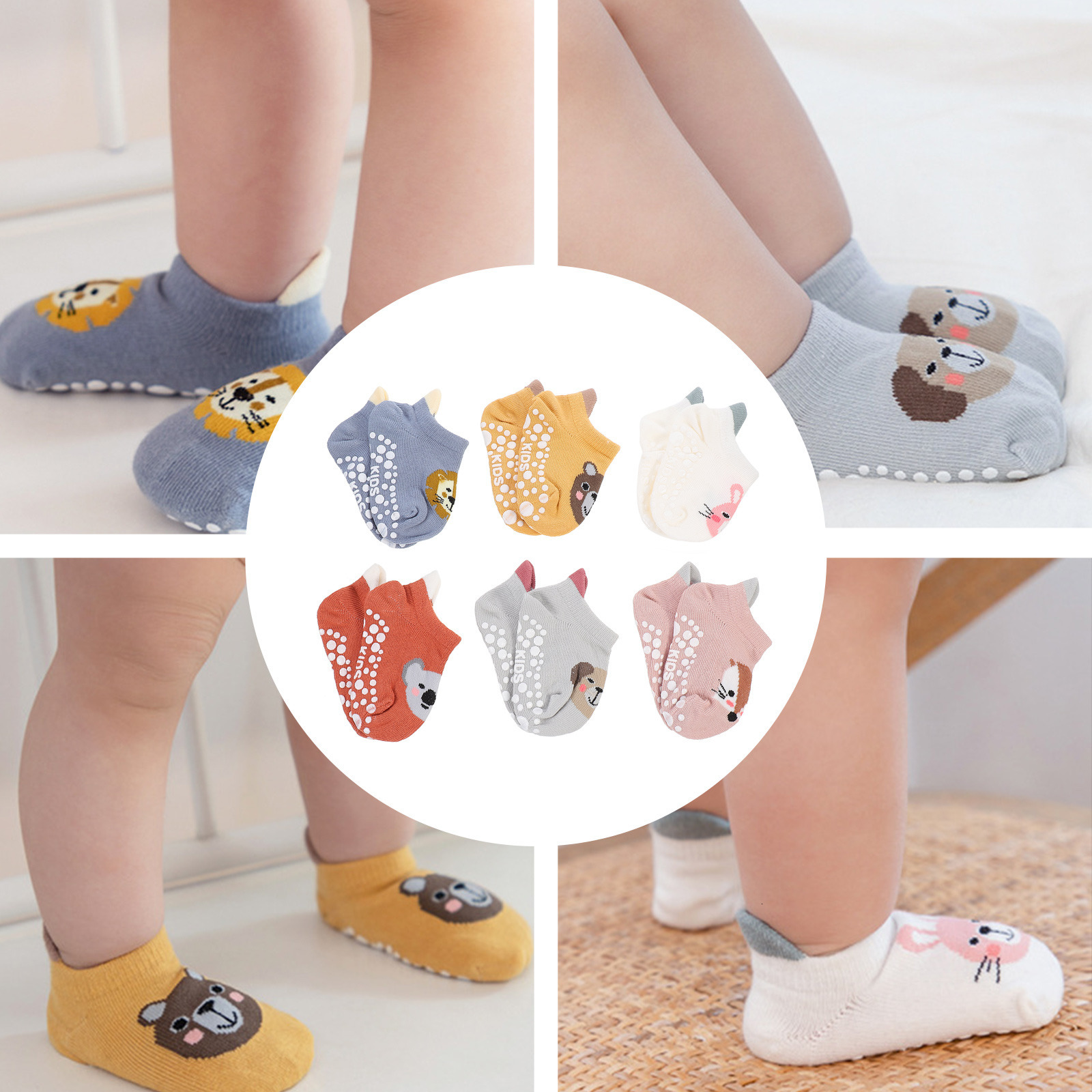 Kids Socks 6 pairs of neutral socks baby socks cartoon socks Turn Cuff socks girls' Slipper socks baby walking socks low cut baby socks 230408
