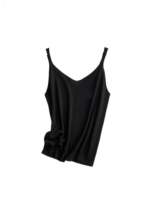 Camisoles Tanks SuyaDream Women Silky Camisole 7.6%Silk 92.4%Lyocell V Neck Chic Camis Spring Summer T shirts Black White 230413