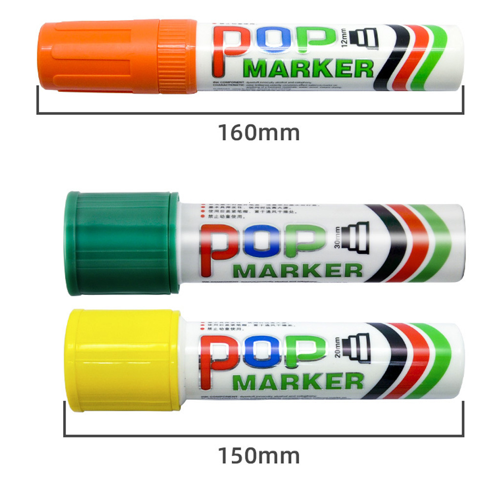 Markers 30mm 20mm 12mm 6mm art marker pens large advertising drawing pens brush marker pens office and school promotional pens 230408