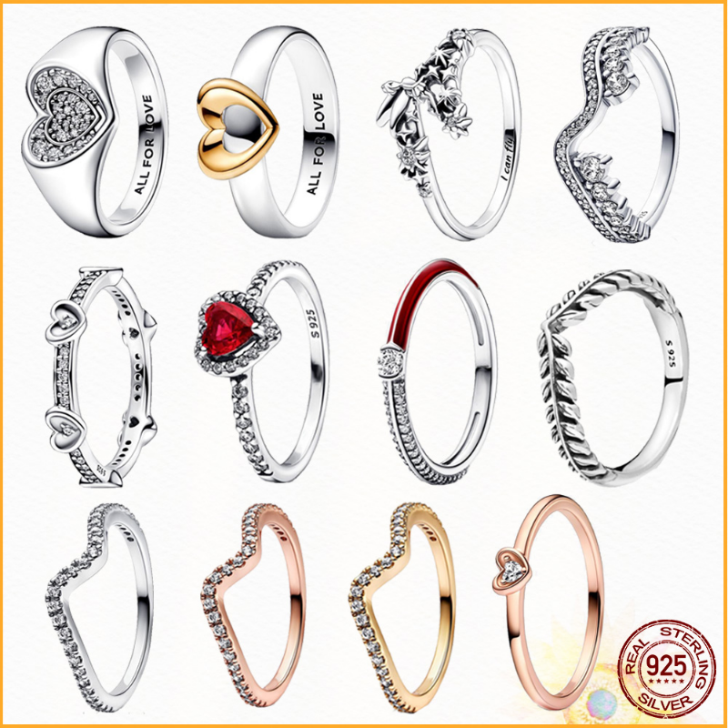 New 925 Sterling Silver Heart Cushion Couple Rings Series Ladies Ring Anniversary Gift Jewelry Free Delivery