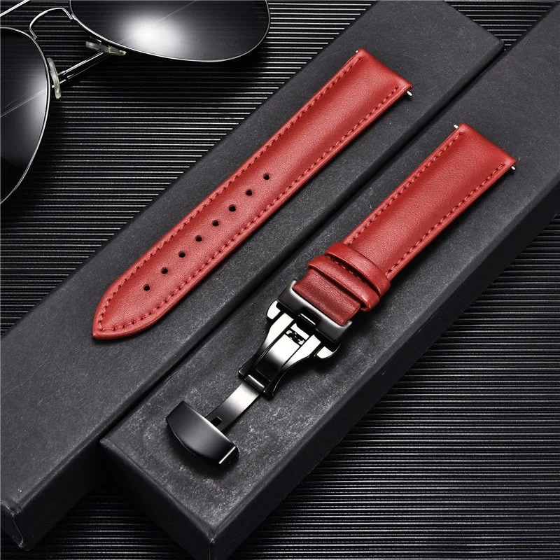Watch Bands Leather Strap Watchbands 18mm 20mm 22mm 24mm Watch Strap with Automatic Butterfly Clasp Buckle Bracelets Correas 231108