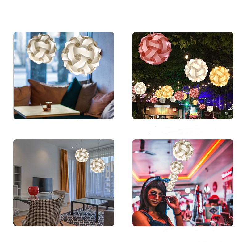 300pcs=10set Party Favors DIY Modern Pendants Ball Novel IQ Lamp 25CM/30CM/40CM Jigsaw Puzzle Colorful Pendant Lights C01