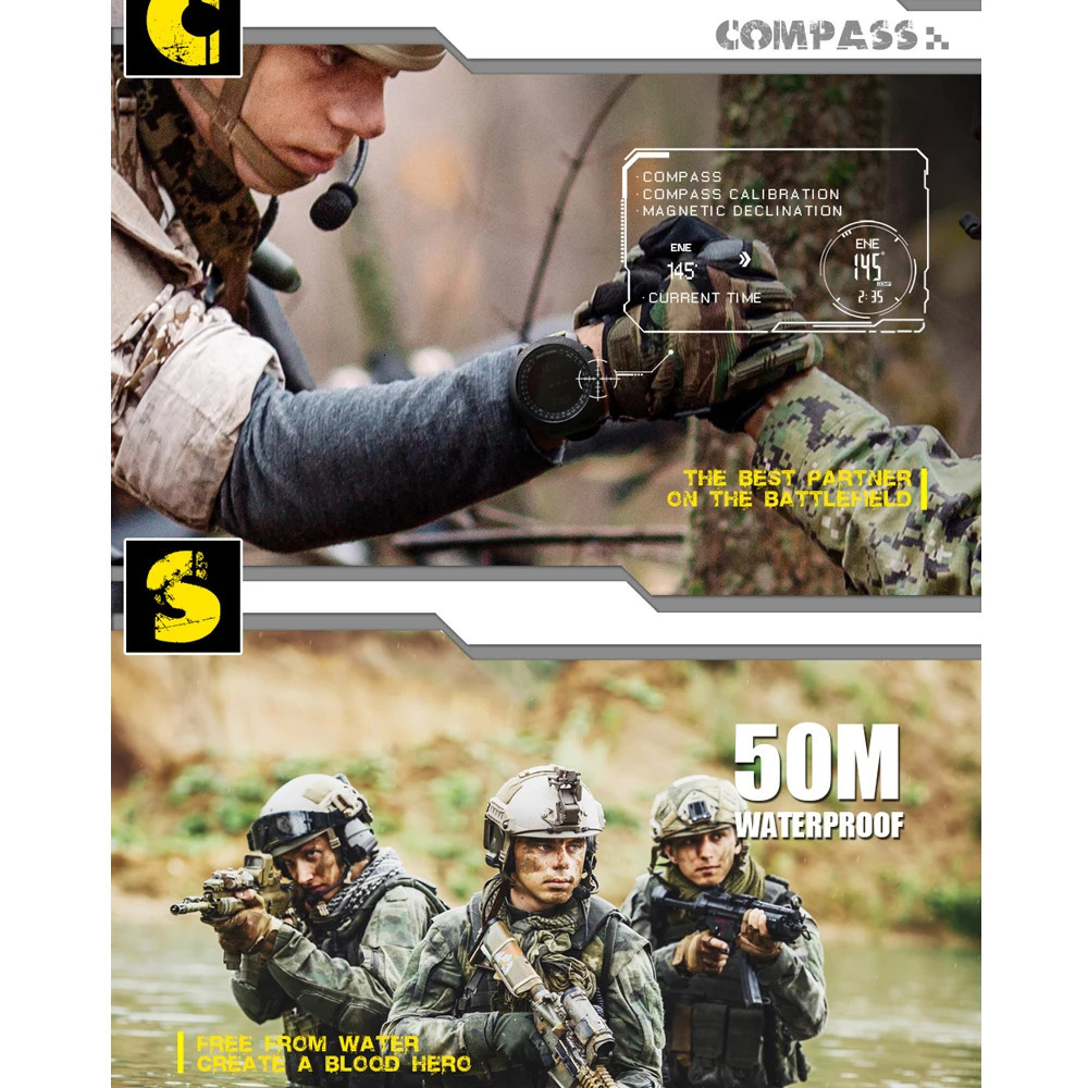 Wristwatches NORTH EDGE Men's sport Digital watch Running Swimming Military Army watches Altimeter Barometer Compass waterproof 50m Wristband 231