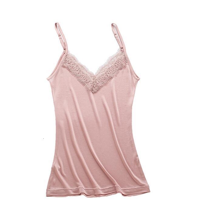 Camisoles Tanks 1pc 50% Silk 50% Viscose V neck Lace Camisole Top Vest Shirt Sleepwear Spaghetti Strap M-2XL T005 230426