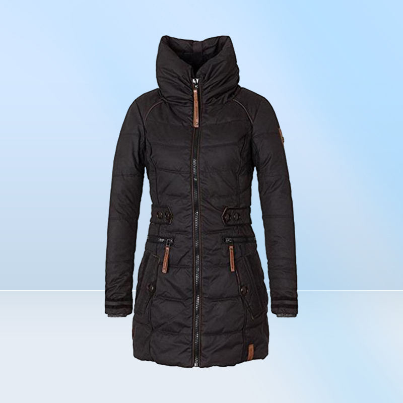 Women039s Down Parkas Women Fur Cotton Padded Coat Long WinterThick Fleece Warm Turtleneck Parka Female Jacket Outwear Fashio7716061