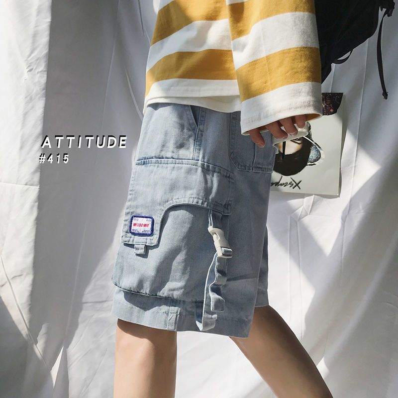 Men's Shorts Men's denim casual shorts 220SS tool style wearing fully matching trend jeans summer women's half jeans unisex street twee