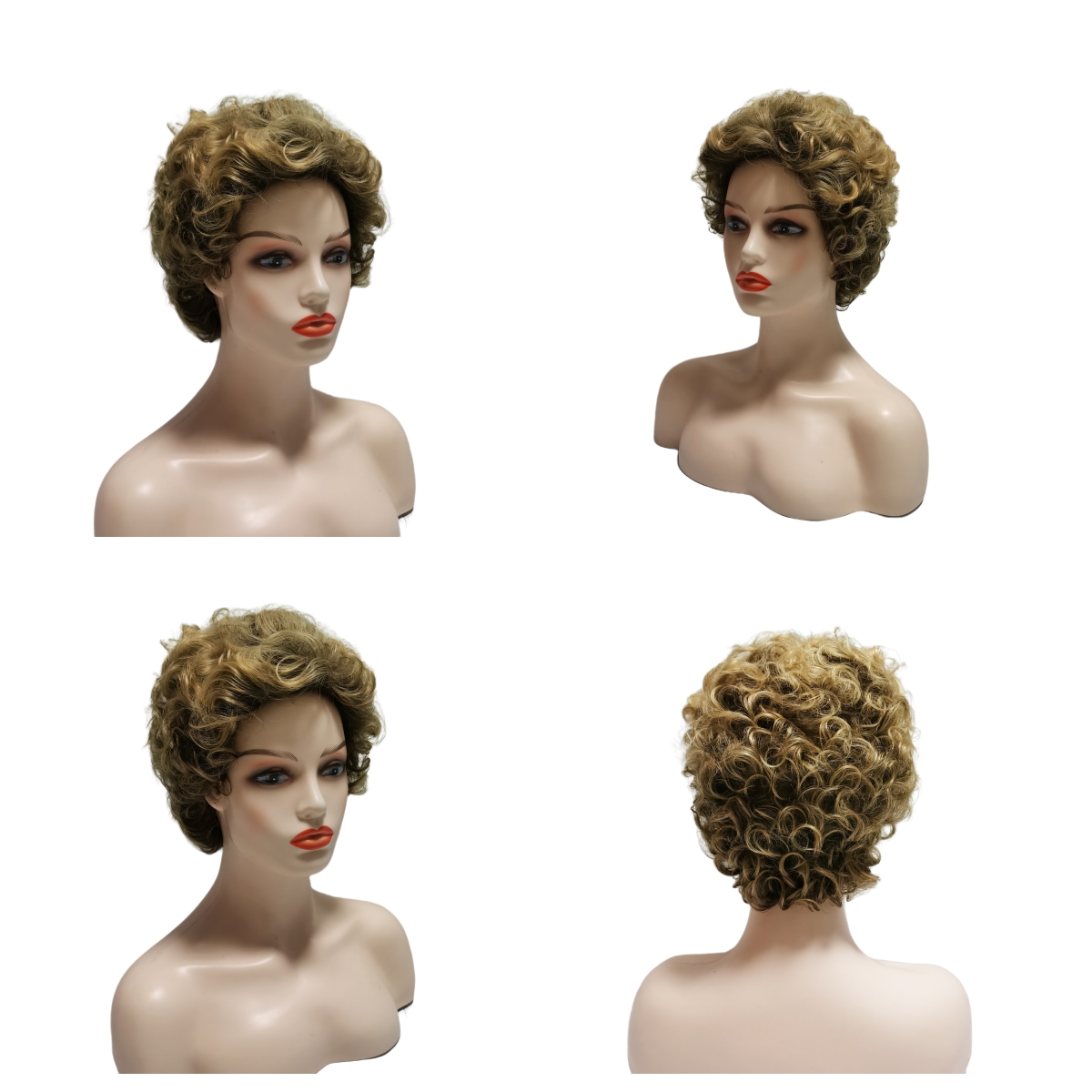 Women Synthetic Wigs Layered Short Straight Pixie Cut Ombre Color Sassy Curl Mix Natura Full Wig French Deep