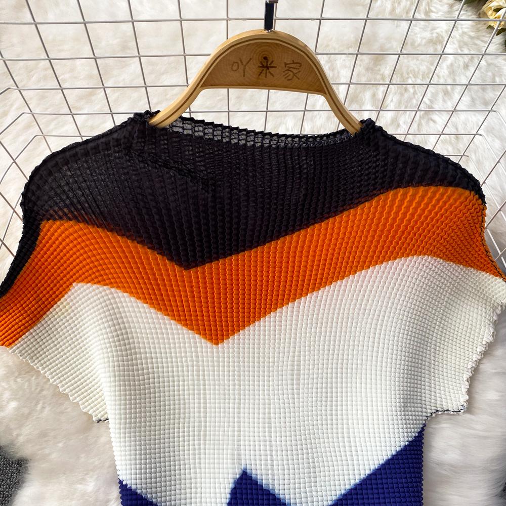 Vintage Blue Striped Two Piece Dress Women Sexy V-Neck Ruffle Short Tops High Waist Split Wide Leg Pants Female Suit New 2024