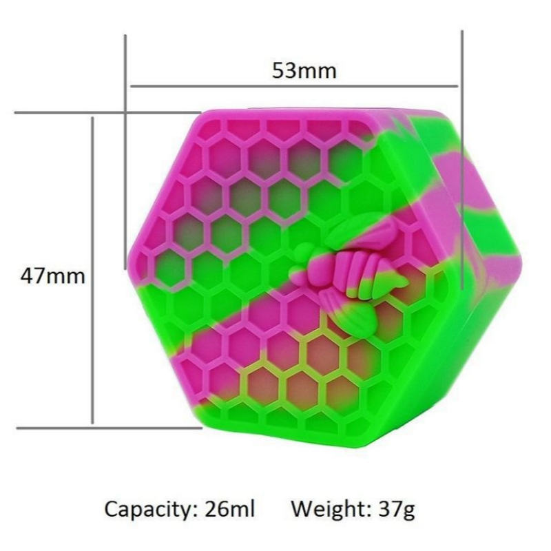 26ml Hexagon Honeycomb Bee Wax Container Silicone Cae Box Silicon Storage Jar for Dry Herb Tobacco Dab Oil Tool Makeup Face Cream Holder Smoking