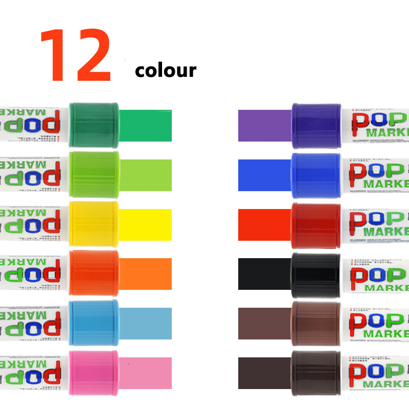 Markers 30mm 20mm 12mm 6mm art marker pens large advertising drawing pens brush marker pens office and school promotional pens 230408
