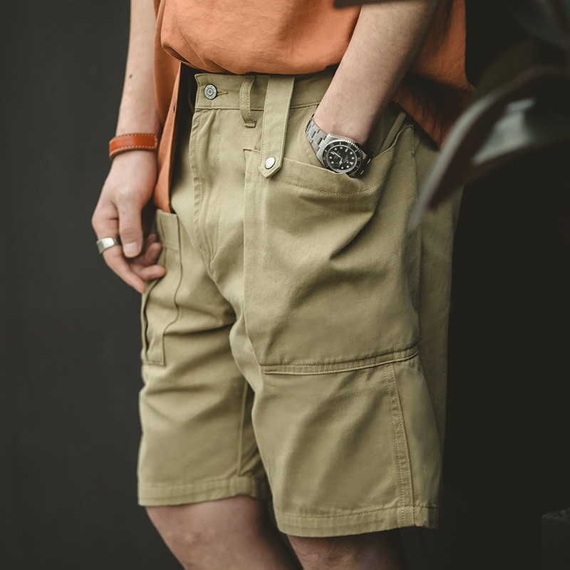 Men's Shorts Maden Big Pocket P37 Overalls Shorts Men's Ami khaki Casual Five Point Pants American Vintage Solid Men's 230408