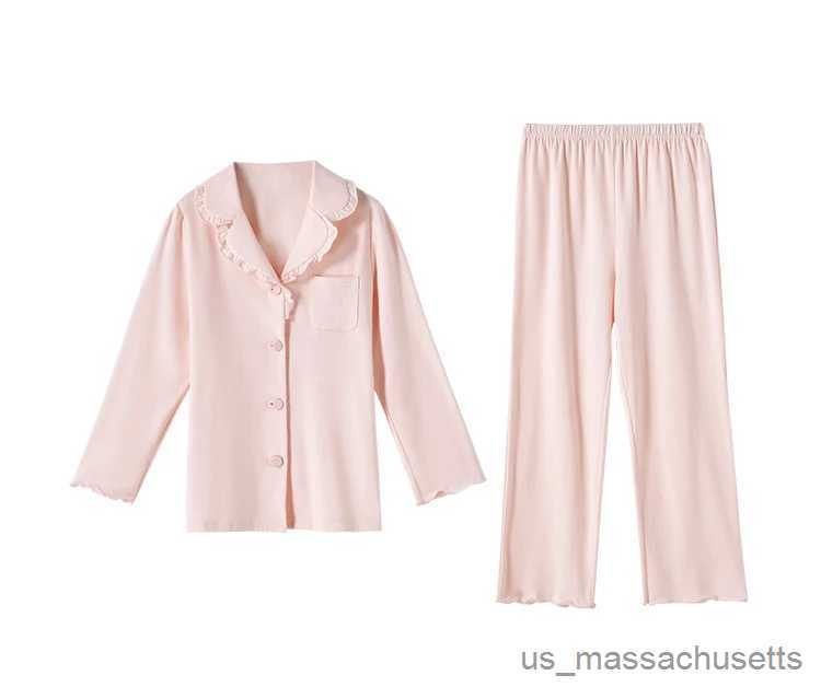 Pajamas Children Girl's Princess Sleepwear Turndown Collar Pajama Sets.Long Sleeve Tops+Pants.Toddler Kid's Stringy Selvedge Pyjamas set R23