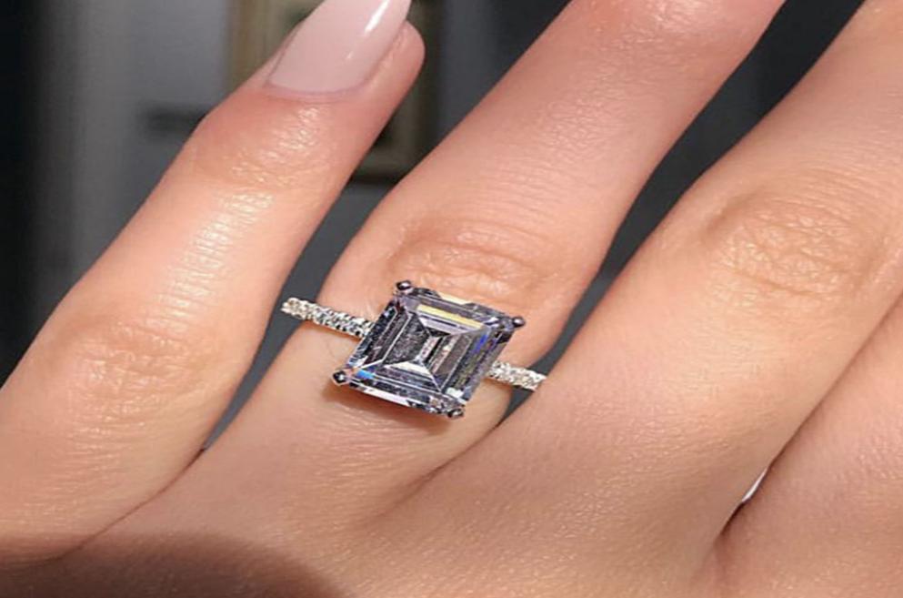 Statement ring 925 Sterling silver Princess cut Diamond Engagement wedding band rings for women men Party Jewelry Gift