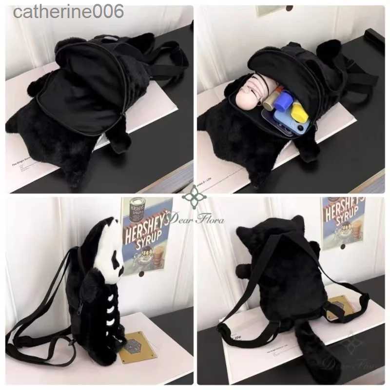 Backpacks Y2k Skull Plush Backpack Cute Gothic Skeleton Toy Backpack Goth Doll Cartoon Anime Bag Travel Knapsack Birthday Halloween GiftsL231108