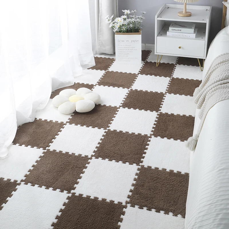 Baby Rugs Playmats Soft Plush Children's Mat Baby Play Mat Baby Toys Eva Foam Puzzle Carpet In Children's Room Keep Warm Playmat 231108