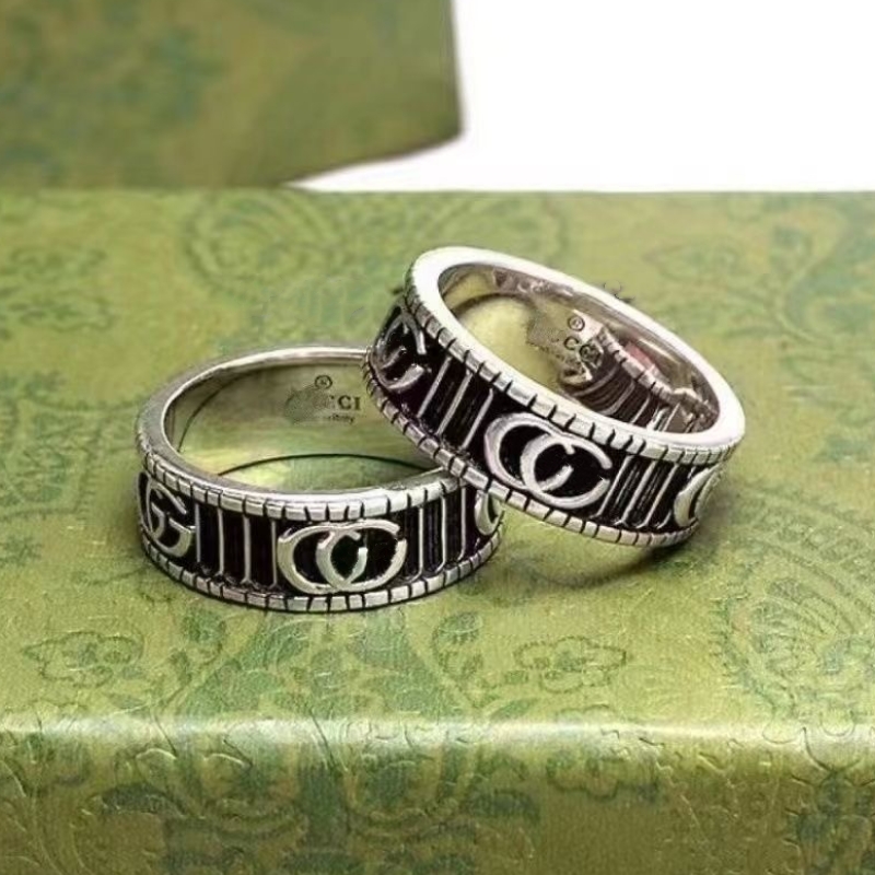 2023 New Designer Ring Vintage Stripe Ring Men's and Women's Couple Ring 925 Silver Fashion Ring Birthday Gift