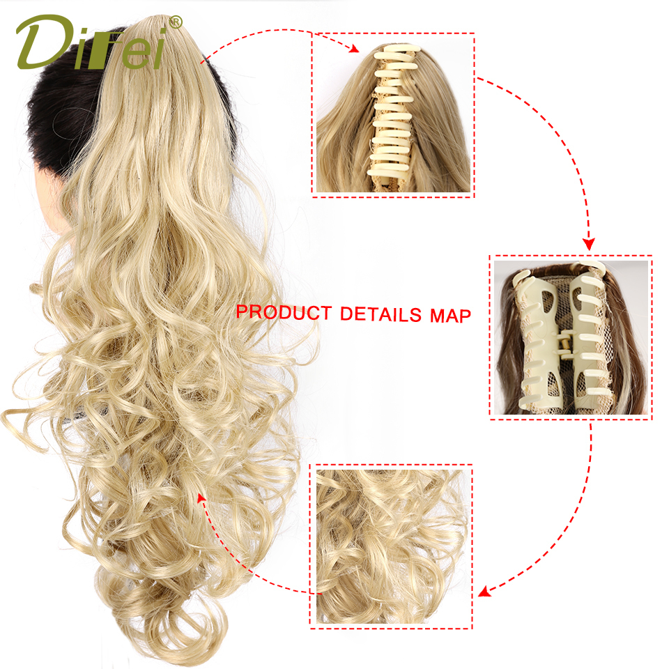 tails DIFEI Synthetic Women Claw on tail Clip in Hair Extensions Wavy Curly Style Tail Hairpiece Black Brown Blonde Hairstyle 230407