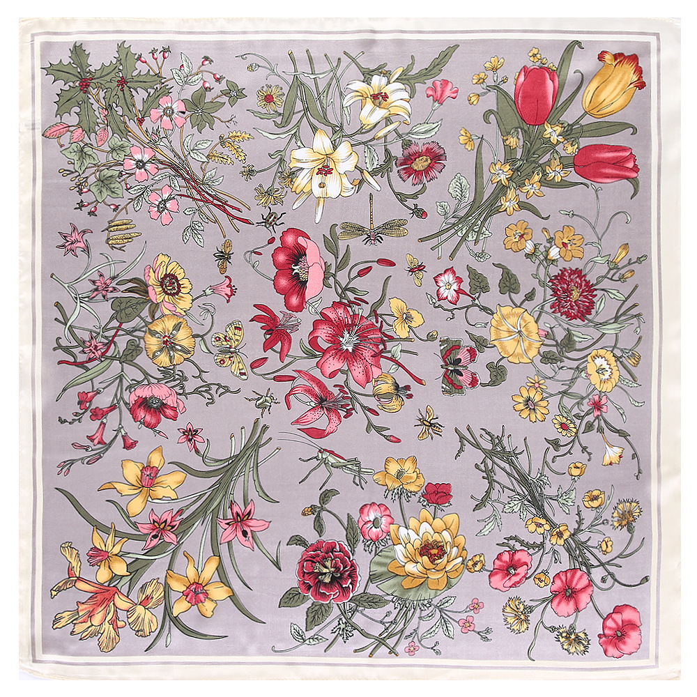 Scarves Maitong Silk Scarf 60cm * 60 Small Clear Lily Bouquet Flower Lady Simulation Silk Scarf Small Square Scarf 221010