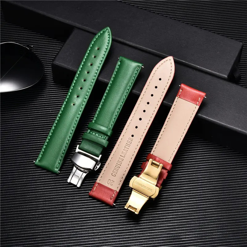 Watch Bands Leather Strap Watchbands 18mm 20mm 22mm 24mm Watch Strap with Automatic Butterfly Clasp Buckle Bracelets Correas 231108