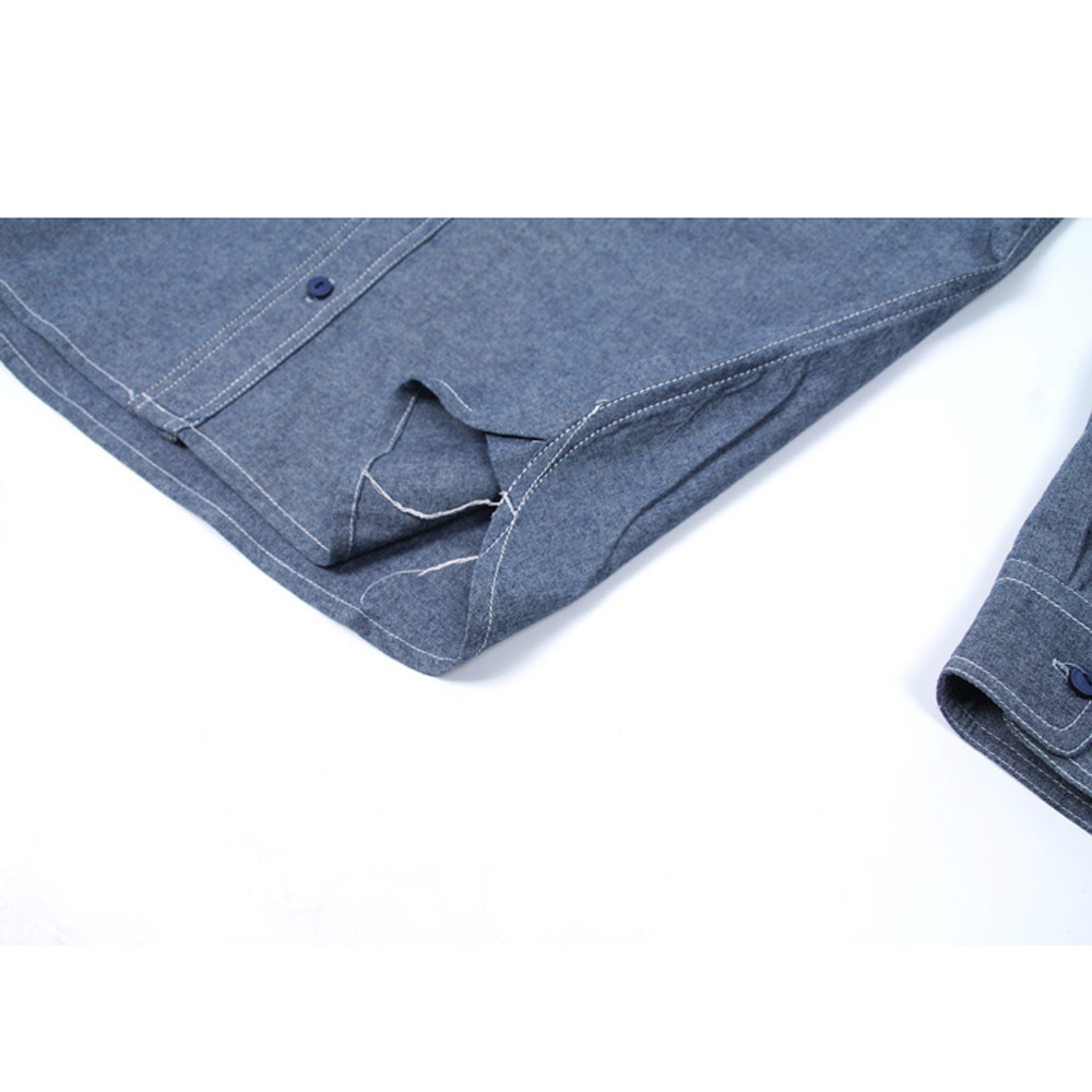Men's Casual Shirts World War II Reproduction Vintage US Navy Denim Chambray Work Shirt Men's Deadly Practical 230408