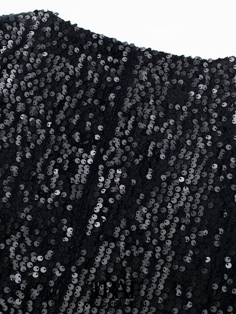 Women's Vests TRAF Women's Fashion Front Button Sequin Velvet Tank Top Vintage V-neck Sleeveless Women's Unique Top 230408