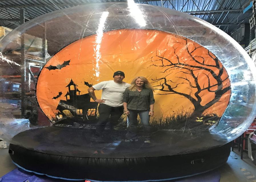 Christmas Decoration Snow Globe Po Booth People Inside Clear Bubble Dome Customized Background Picture Inflatable Snowglobe Chr