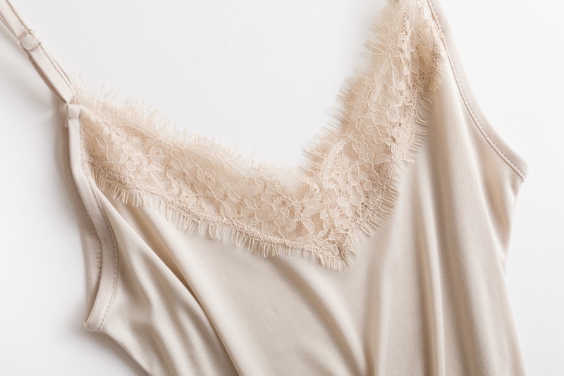 Camisoles Tanks Women Real Silk Lace Trim Camisole V neck Top Vest Sleepwear Ajustable Straps M L XL 2XL 3010 230426