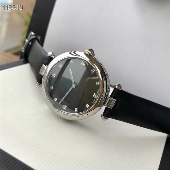 Watches Quartz Battery 27mm 32mm Stainless Black white dial leather strap casual model watch