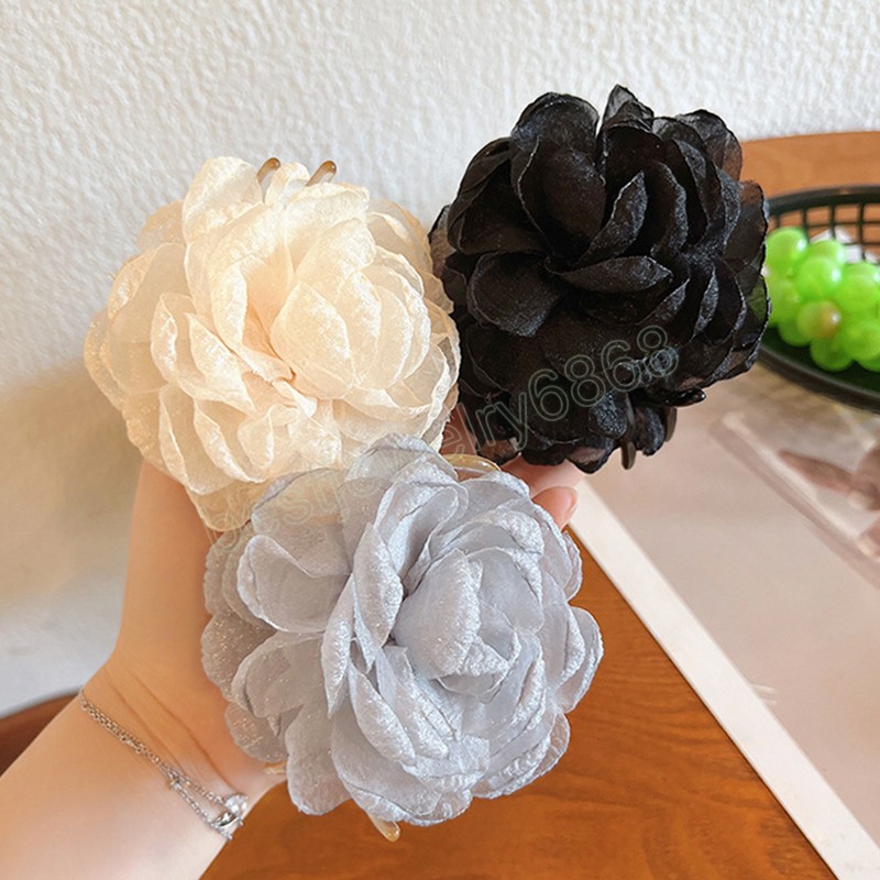 Hair Claw Clip Grab Clip Hairpin Big Flower Ponytail Clip Flower Shaped Clip Women Hair Accessories Handmade DIY