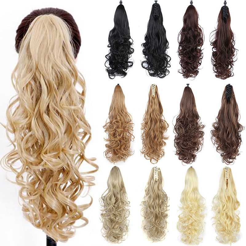 tails DIFEI Synthetic Women Claw on tail Clip in Hair Extensions Wavy Curly Style Tail Hairpiece Black Brown Blonde Hairstyle 230407