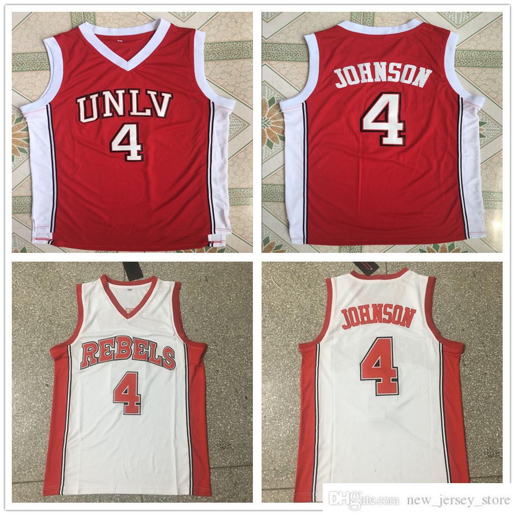 CUSTOM Stitched NCAA Vintage Basketball Jerseys College University of Nevada Las Vegas Larry 4 Johnson Jersey UNLV #4 Red Stitched Shirts S-