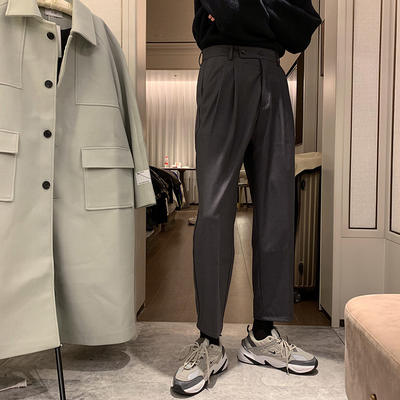 Mens Pants Prowow Spring Men Solid Straight Loose Trousers Male Allmatch Simple Nine Points Korean Style Suit 230407