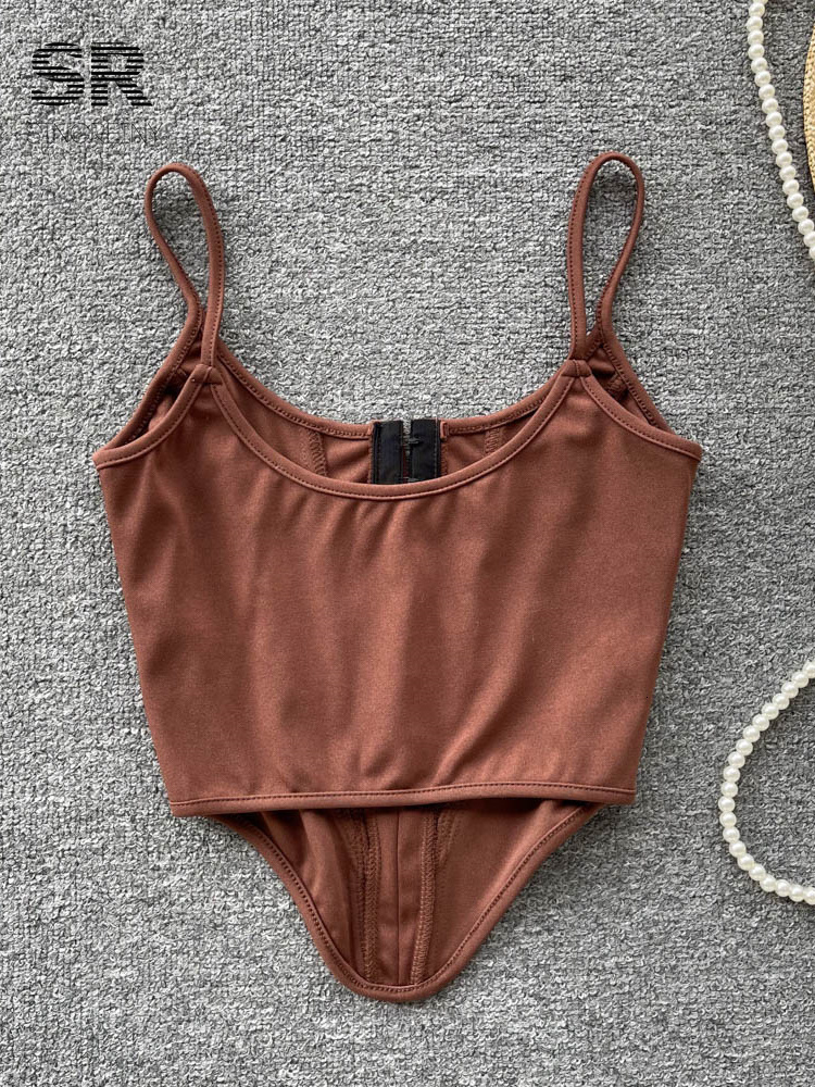 Camisoles Tanks SINGREINY Patchwork Slim Camisole Women Backless Strap Y2K Crop Top Zipper Streetwear Ladies Fashion Sexy Club Summer Tank Top 230420