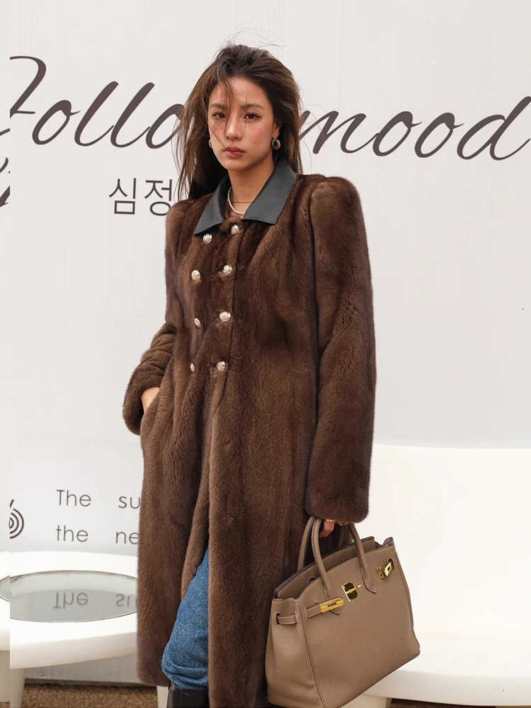 Women's Fur Faux HDHOHR 2023 Real Mink Coat Fashion High Grade Whole Women Winter Thick Warm fur Jackets Femal y231108
