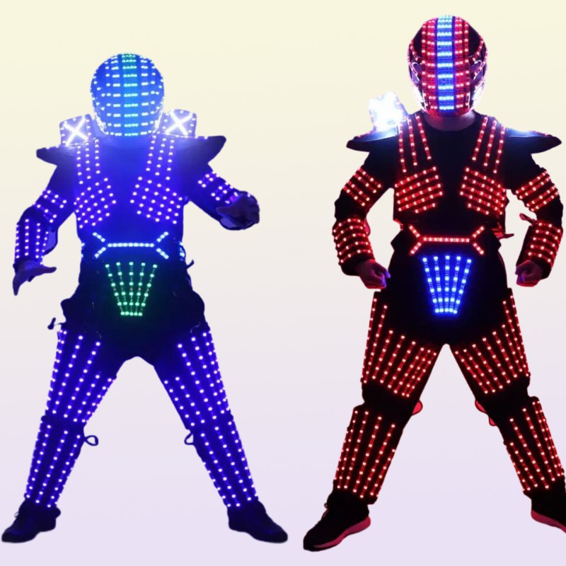 RGB Color LED Growing Robot Suit Costume Men LED Luminous Clothing Dance Wear For Night Clubs Party KTV Supplies4395873