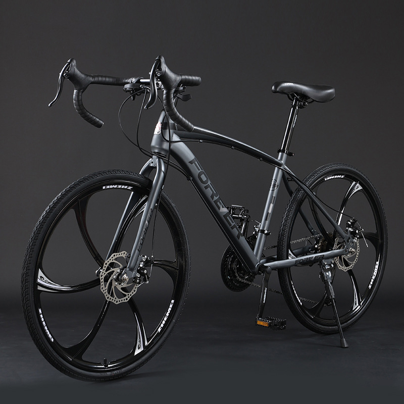 700C Six Knife Road Car Bicycle Racing Variable Speed Disc Brake Male and Female Students Broken Wind Bend Handlebar Bicycle LG22