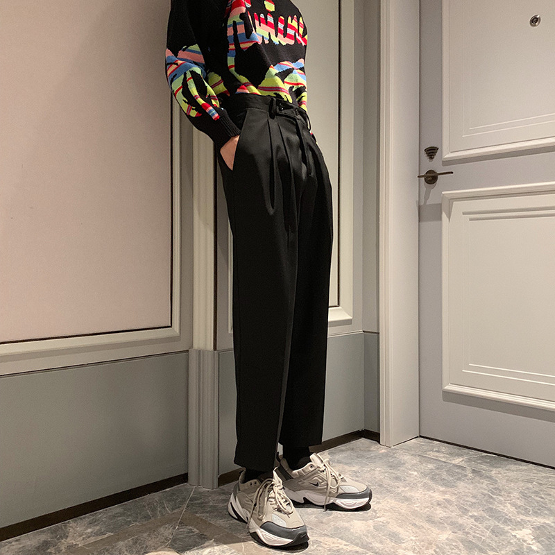 Mens Pants Prowow Spring Men Solid Straight Loose Trousers Male Allmatch Simple Nine Points Korean Style Suit 230407