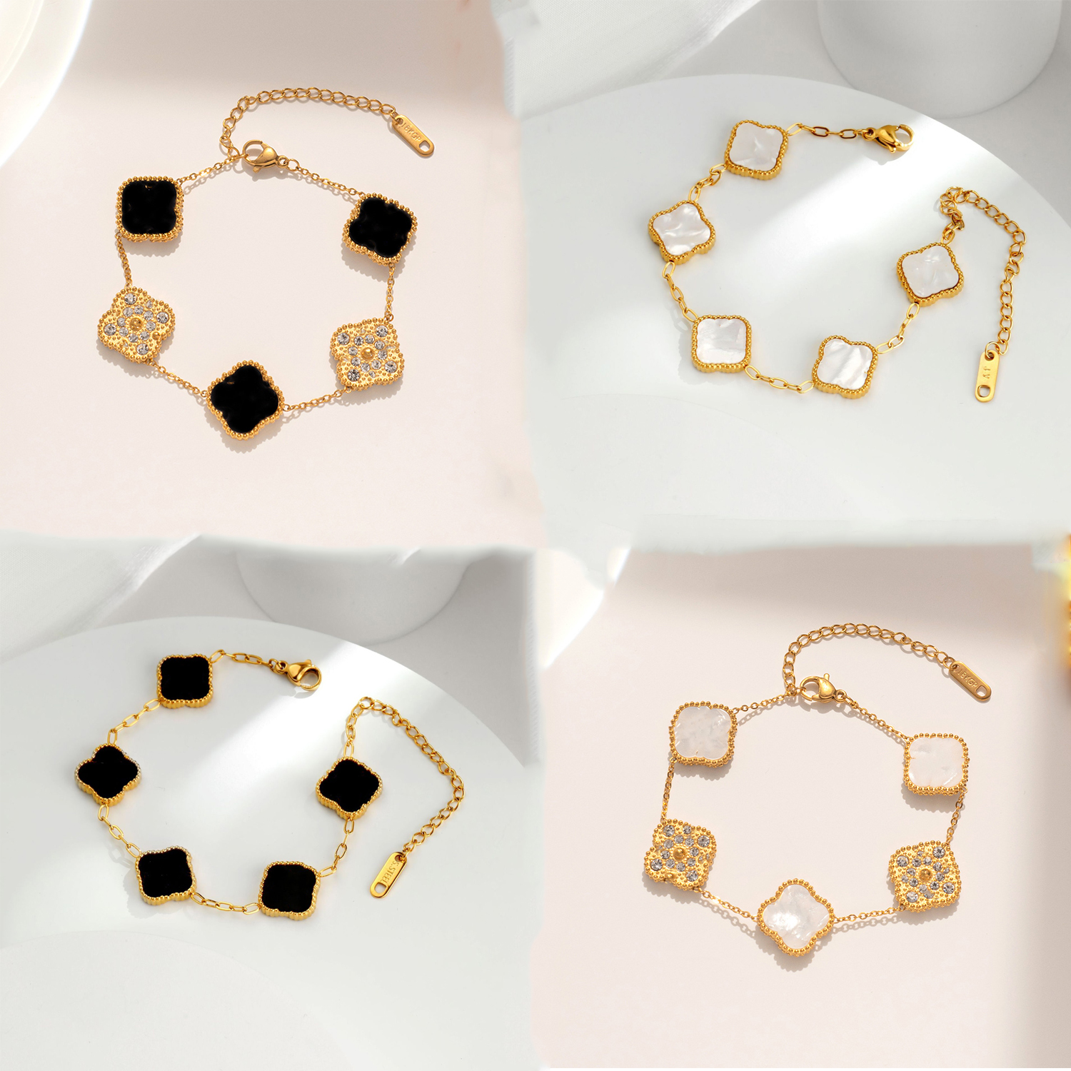 Fashion designer Classic 4/Four Leaf Clover Charm Bracelets Bangle Chain 18K Gold chains Agate Shell Mother-of-Pearl for Women Girl Wedding Jewelry gifts
Fashion designer Classic 4/Four Leaf Clover Charm Bracelets Bangle Chain 18K Gold chains Agate Shell Mother-of-Pearl for Women Girl Wedding Jewelry gifts