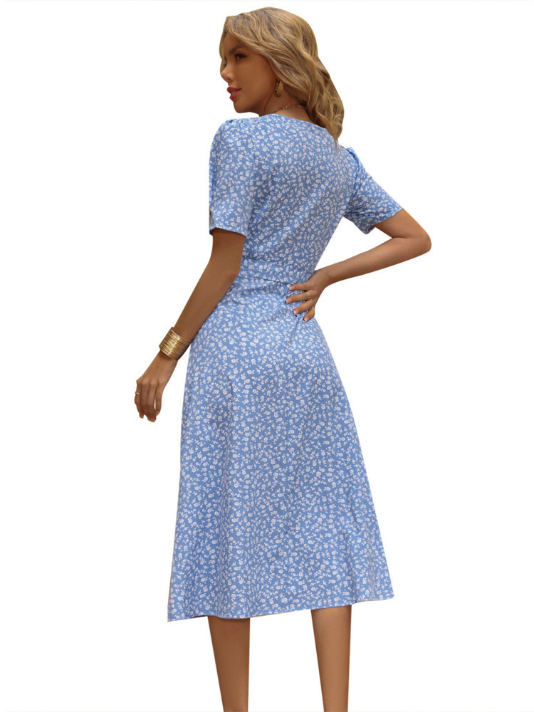 Casual Dresses LiTi Summer Printed Dress Women's Leisure Vacation Lace Dress Large Swing Dress Printed Knot Dress Spring 230408