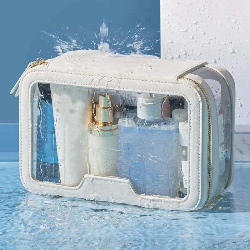 Cosmetic Bags Cases Clear Makeup Case Toiletry Bag Multipurpose Travel Makeup Train Case Portable Cosmetic Organizer Transparent Storage Bag Durable 2