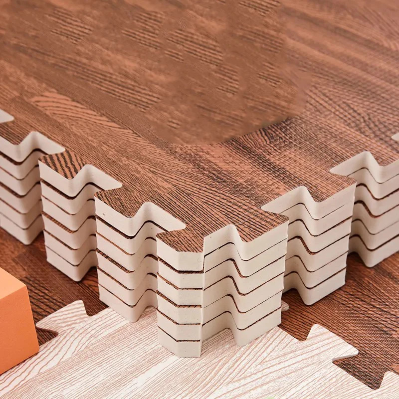 Baby Rugs Playmats 16Pcs DIY EVA Foam Floor Mat Interlocking Puzzle Tile Wood Grain Kids Toys Playmat for Yoga Gym Exercise Playground Protection 2311