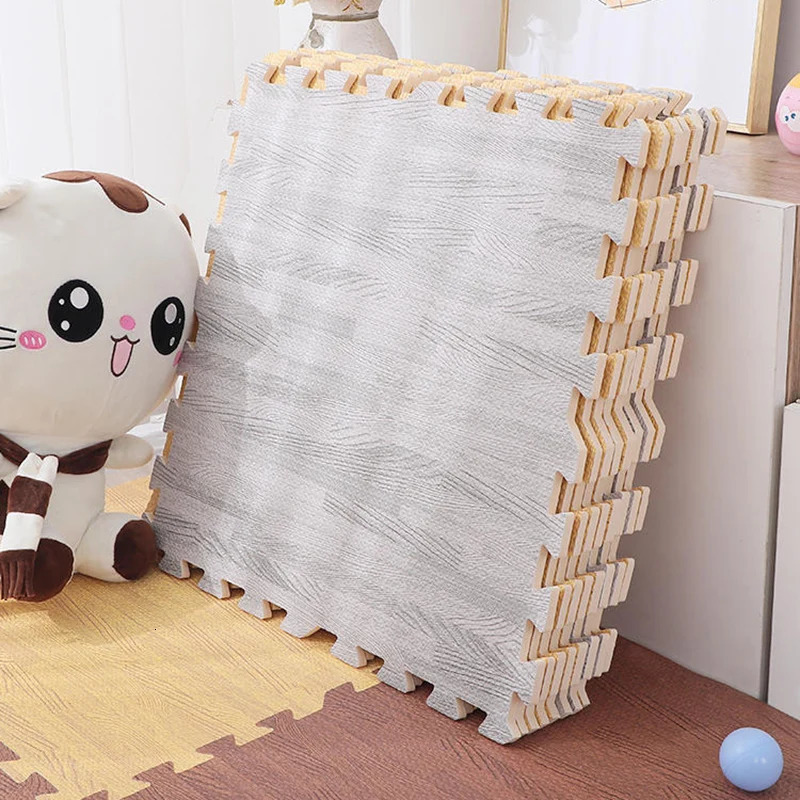 Baby Rugs Playmats 24Pcs DIY EVA Foam Floor Mat Interlocking Puzzle Tile Wood Grain Kids Toys Playmat for Yoga Gym Exercise Playground Protection 2311