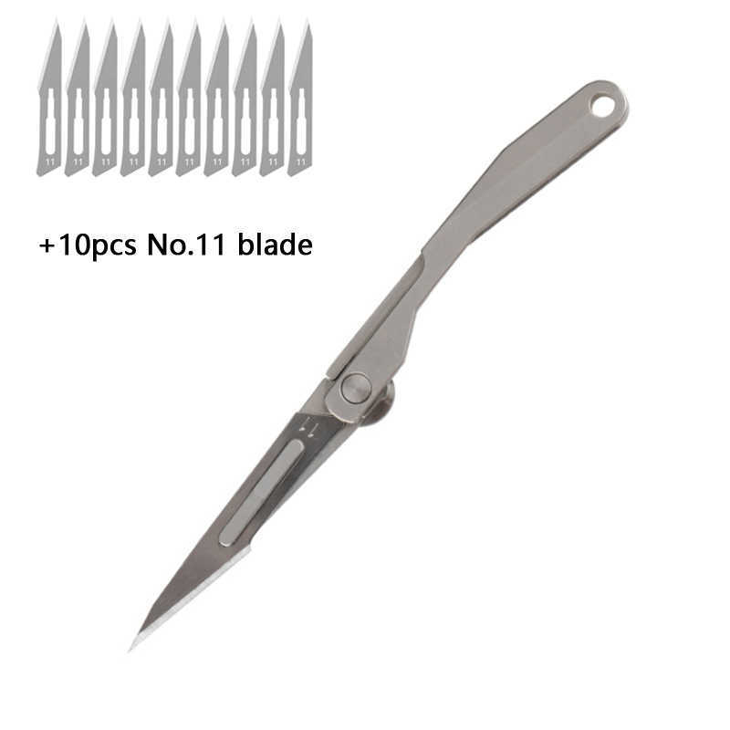 Mini Titanium Alloy Scalpel Fast Open Medical Folding Knife EDC Outdoor Unpacking Pocket with 10pcs Replaceable Blades
Mini Titanium Alloy Scalpel Fast Open Medical Folding Knife EDC Outdoor Unpacking Pocket with 10pcs Replaceable Blades