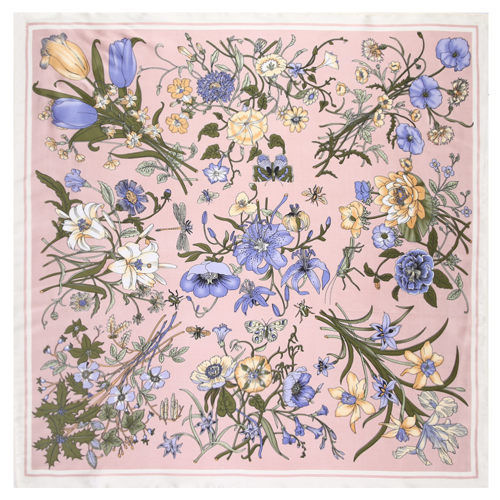 Scarves Maitong Silk Scarf 60cm * 60 Small Clear Lily Bouquet Flower Lady Simulation Silk Scarf Small Square Scarf 221010