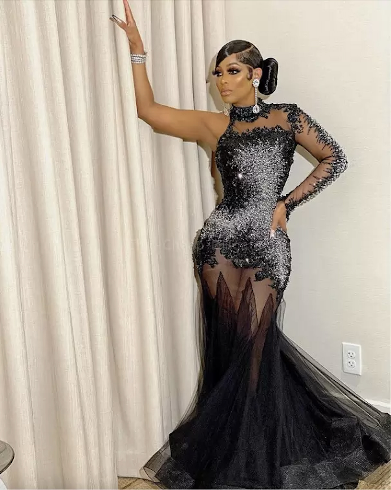 Arabic Plus Size Aso Ebi Luxurious Mermaid Black Prom Dresses Lace Beaded Crystals Evening Formal Party Second Reception Gowns Dress