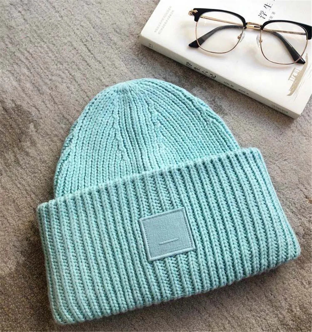 Beanie/Skull Caps Smiley Hat Unisex Warm Knitted Hat 21 Colors Unisex Solid Color Real Ance Cashmere Beanie for Autumn and Winter Thickened Wool 23110